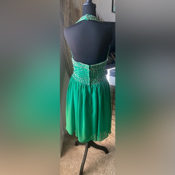 JJs House Green Sequin Backless Halter Prom, Homecoming, & Wedding Formal Dress - Picture 6 of 8